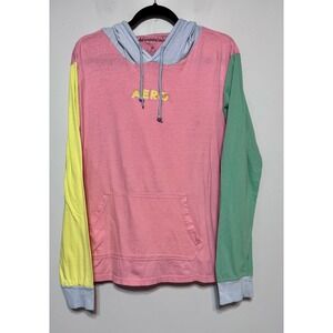 Y2K Aeropostale Colorblock Hoodie Size XL Cottagecore Preppy Streetwear Skater‎